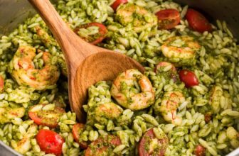 Pesto Shrimp Orzo – Bites of Wellness