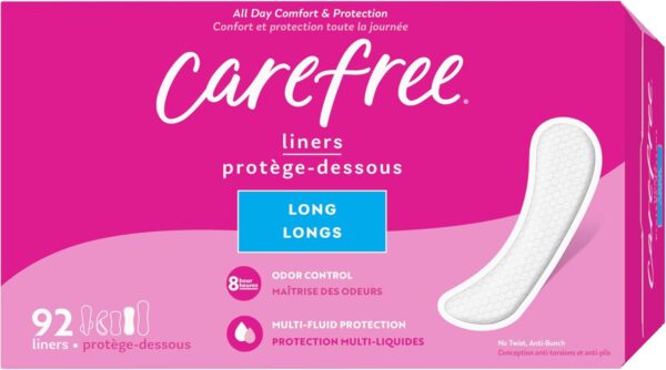 Carefree Panty Liners for Women Long, Unwrapped, Unscented, 92ct - Image 9