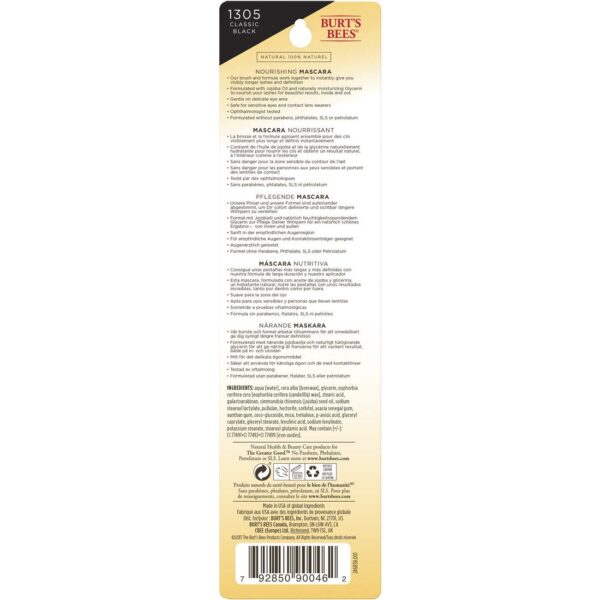Mascara, Burt's Bees Lengthens Lashes, 100% Natural Makeup, Classic Black - Image 10