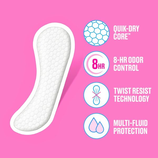 Carefree Panty Liners for Women, Regular, Wrapped, Unscented, 54ct - Image 3