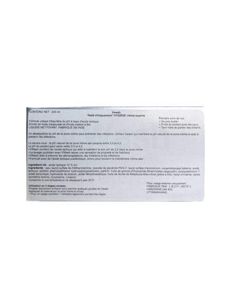 VWash Intimate Hygiene Wash (200 ml) - Image 2