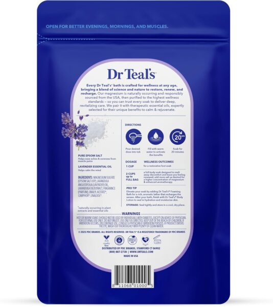 Dr Teal's Epsom Salt Soaking Solution, Soothe & Sleep, Lavender, 3lbs - Image 2