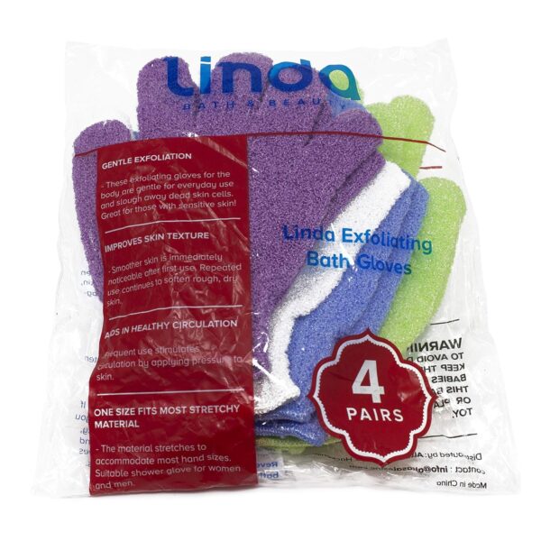 Linda Exfoliating Bath Gloves, Pack of 4 - Image 3